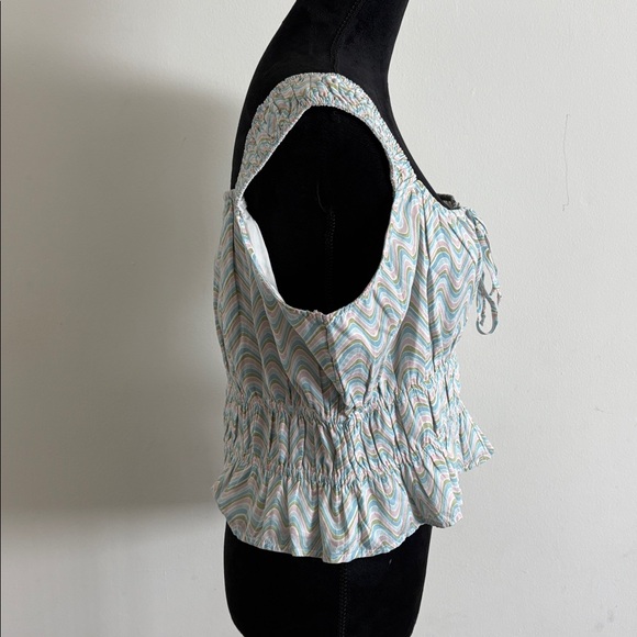 American Eagle Striped Green Blue Pink White Cottagecore Striped Tank Top XL - Picture 8 of 9